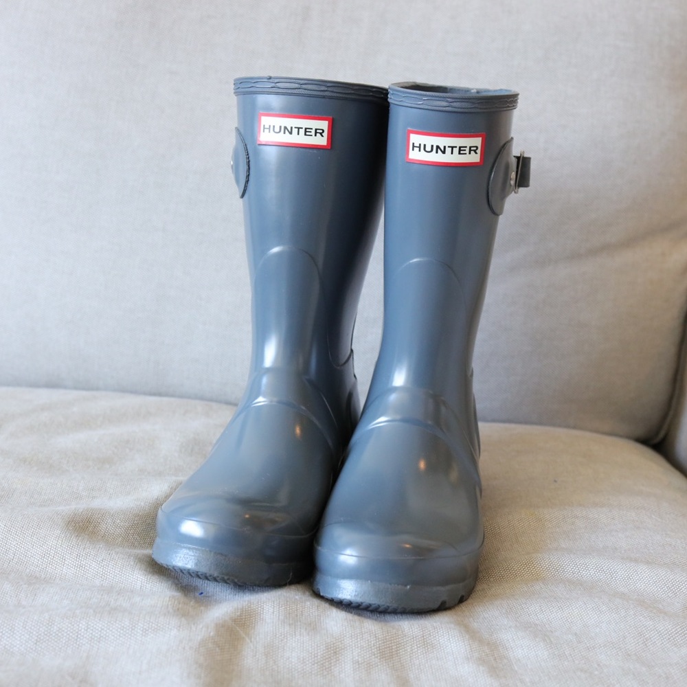 Hunter Original Short Gloss Rain Boot, Size US 6, Graphite